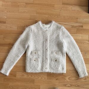 Cream tweed Elegant White Women's jacket small